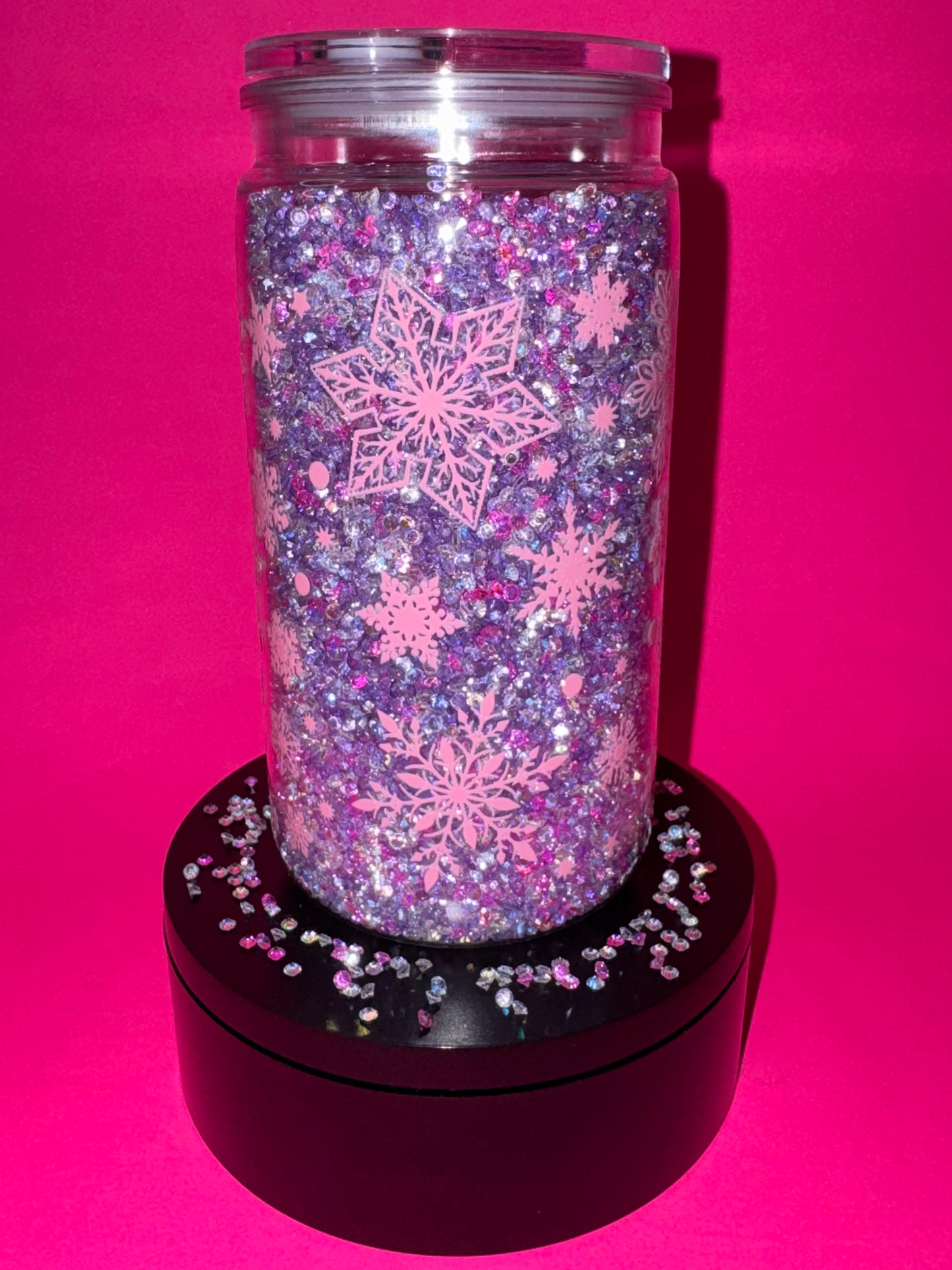 Pink Snowflake Diamond Confetti