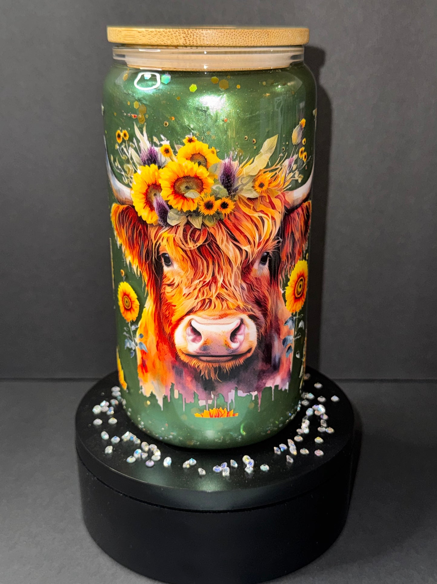 Sunflower Highland Cow